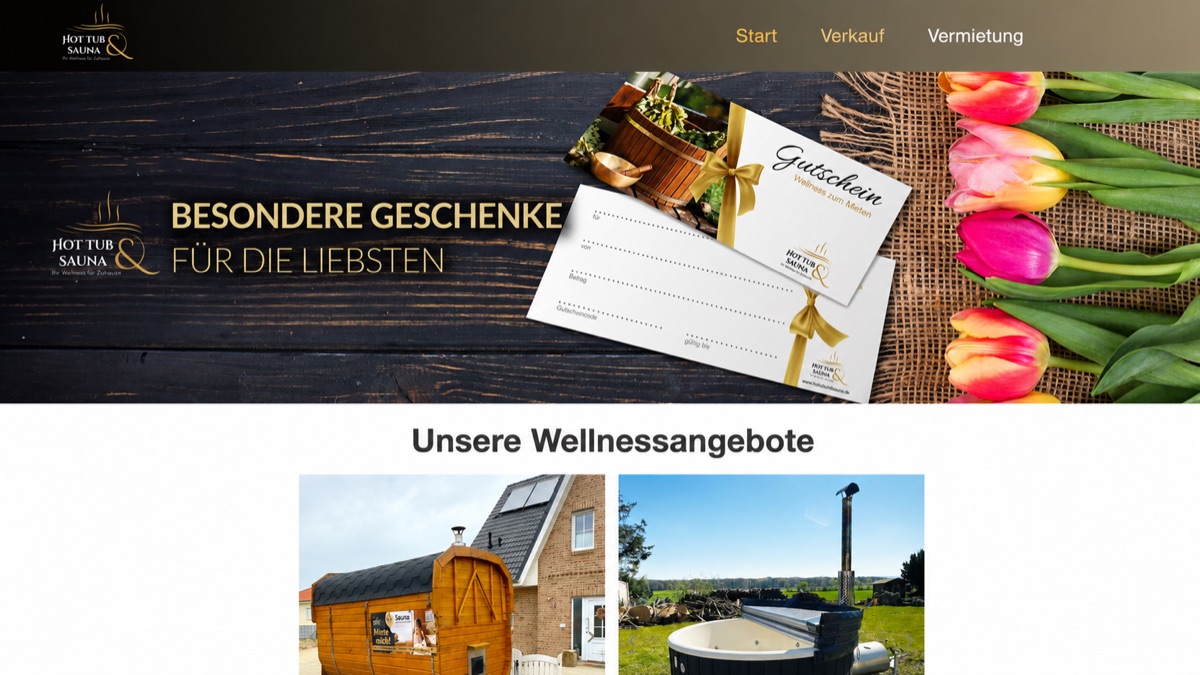 Hot Tub & Sauna local service and product website screenshot